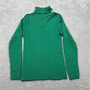 Pendleton‎ Women's Pure Wool 1/4 Zip Turtle Neck Sweater Size 30 Medium Green